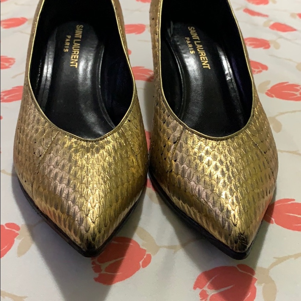 Gold Saint Laurent heels